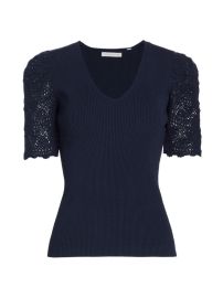 Shop Elie Tahari The Liv Crochet-Sleeve Top at Saks Fifth Avenue