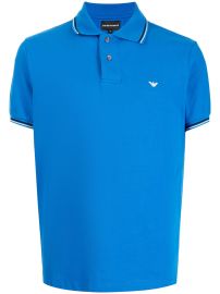 Shop Emporio Armani embroidered-logo short-sleeved polo shirt with Express Delivery - at Farfetch