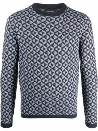 Shop Emporio Armani patterned crew neck jumper with Express Delivery - at Farfetch