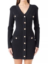 Shop Endless Rose V-Neck Long Sleeve Knit Mini Dress at Saks Fifth Avenue