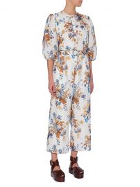 Shop Erdem Vacation Capri Floral Puff-Sleeve Jumpsuit at Saks Fifth Avenue