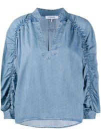 Shop FRAME ruched denim blouse with Express Delivery - at Farfetch