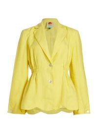 Shop Farm Rio Peplum Linen Blazer at Saks Fifth Avenue