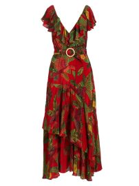 Shop Farm Rio Red Forest Birds Belted Midi-Dress at Saks Fifth Avenue