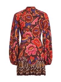 Shop Farm Rio Satin Floral Long-Sleeve Minidress at Saks Fifth Avenue