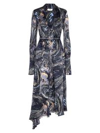 Shop Fendi Belted Marbled Silk Dress at Saks Fifth Avenue