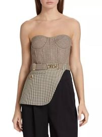 Shop Fendi Strapless Belted Houndstooth Bustier at Saks Fifth Avenue