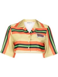 Shop Fiorucci striped logo-patch cropped shirt with Express Delivery - at Farfetch