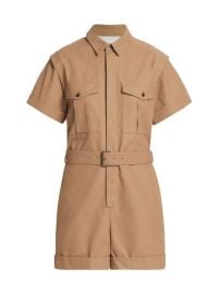 Shop Frame Belted Cotton-Blend Utility Romper at Saks Fifth Avenue