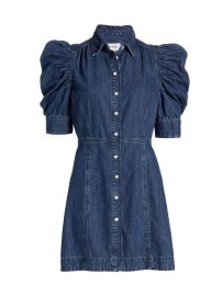 Shop Frame Gillian Denim Puff-Sleeve Shirtdress at Saks Fifth Avenue