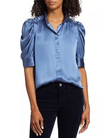 Shop Frame Gillian Ruched Silk Top at Saks Fifth Avenue