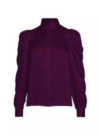 Shop Frame Gillian Silk Puff-Sleeve Blouse at Saks Fifth Avenue