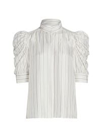 Shop Frame Gillian Striped Silk Blouse at Saks Fifth Avenue