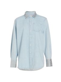 Shop Frame Oversized Rhinestone Cotton Shirt at Saks Fifth Avenue