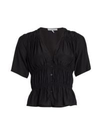 Shop Frame Ruched V-Neck Blouse at Saks Fifth Avenue