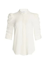 Shop Frame Shirred-Sleeve Silk Shirt at Saks Fifth Avenue