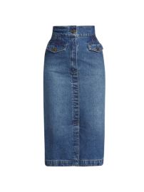 Shop Frame The Vent-Front Denim Midi-Skirt at Saks Fifth Avenue