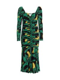 Shop GANNI Banana Print Ruched Midi-Dress at Saks Fifth Avenue