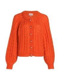 Shop GANNI Mohair-Blend Cable Knit Cardigan at Saks Fifth Avenue