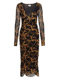 Shop GANNI Rope Print Ruched Midi Dress at Saks Fifth Avenue