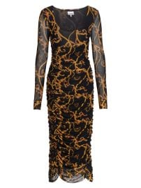 Shop GANNI Rope Print Ruched Midi Dress at Saks Fifth Avenue