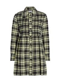 Shop GANNI Seersucker Check Smocked Shirtdress at Saks Fifth Avenue