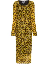 Shop GANNI floral print long-sleeve midi dress with Express Delivery - at Farfetch