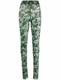 Shop GANNI floral-print mesh leggings with Express Delivery - at Farfetch