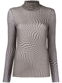 Shop GANNI houndstooth sheer top with Express Delivery - at Farfetch