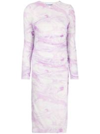 Shop GANNI marble-effect ruched midi dress with Express Delivery - at Farfetch