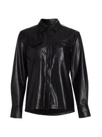 Shop GOOD AMERICAN Faux Leather Utility Shirt at Saks Fifth Avenue