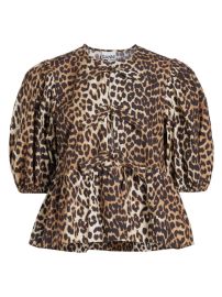 Shop Ganni Leopard Poplin Peplum Blouse at Saks Fifth Avenue