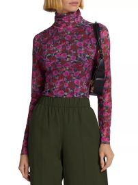 Shop Ganni Mesh Floral Turtleneck at Saks Fifth Avenue