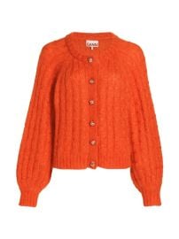 Shop Ganni Mohair-Blend Cable Knit Cardigan at Saks Fifth Avenue