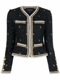 Shop Giambattista Valli floral-embroidery tweed jacket with Express Delivery - at Farfetch