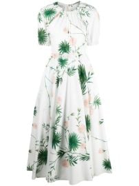 Shop Giambattista Valli leaf-print cotton dress with Express Delivery - at Farfetch