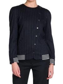 Shop Giorgio Armani Pinstripe Jersey Jacket at Saks Fifth Avenue