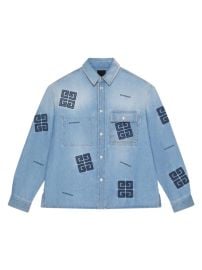 Shop Givenchy Shirt In 4G Embroidered Denim at Saks Fifth Avenue