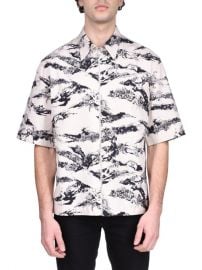 Shop Givenchy Short-Sleeve Printed Zip-Front Shirt at Saks Fifth Avenue