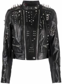 Shop Givenchy cropped spike stud biker jacket with Express Delivery - at Farfetch