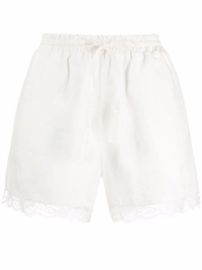 Shop Gold Hawk Lili lace-trim drawstring linen shorts with Express Delivery - at Farfetch