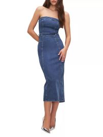 Shop Good American Denim Tube Midi Dress at Saks Fifth Avenue