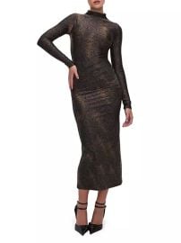 Shop Good American Snakeskin Long-Sleeve Midi-Dress Saks Fifth Avenue at Saks Fifth Avenue