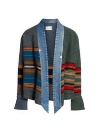 Shop Greg Lauren Mixed-Media Denim Striped GL1 Cardigan at Saks Fifth Avenue