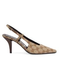 Shop Gucci Aria 76 Monogram Slingback Mules at Saks Fifth Avenue