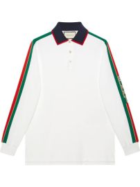 Shop Gucci Cotton polo with Gucci stripe white with Express Delivery - at Farfetch