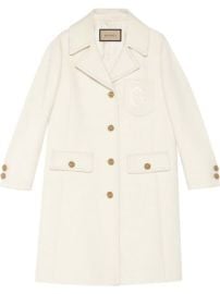 Shop Gucci Double G embroidered button-front coat with Express Delivery - at Farfetch