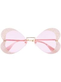 Shop Gucci Eyewear crystal-embellished heart-shape sunglasses with Express Delivery - at Farfetch