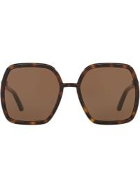 Shop Gucci Eyewear horsebit-embellished oversized sunglasses with Express Delivery - at Farfetch