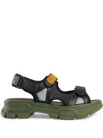 Shop Gucci Leather and mesh sandals with Express Delivery - at Farfetch